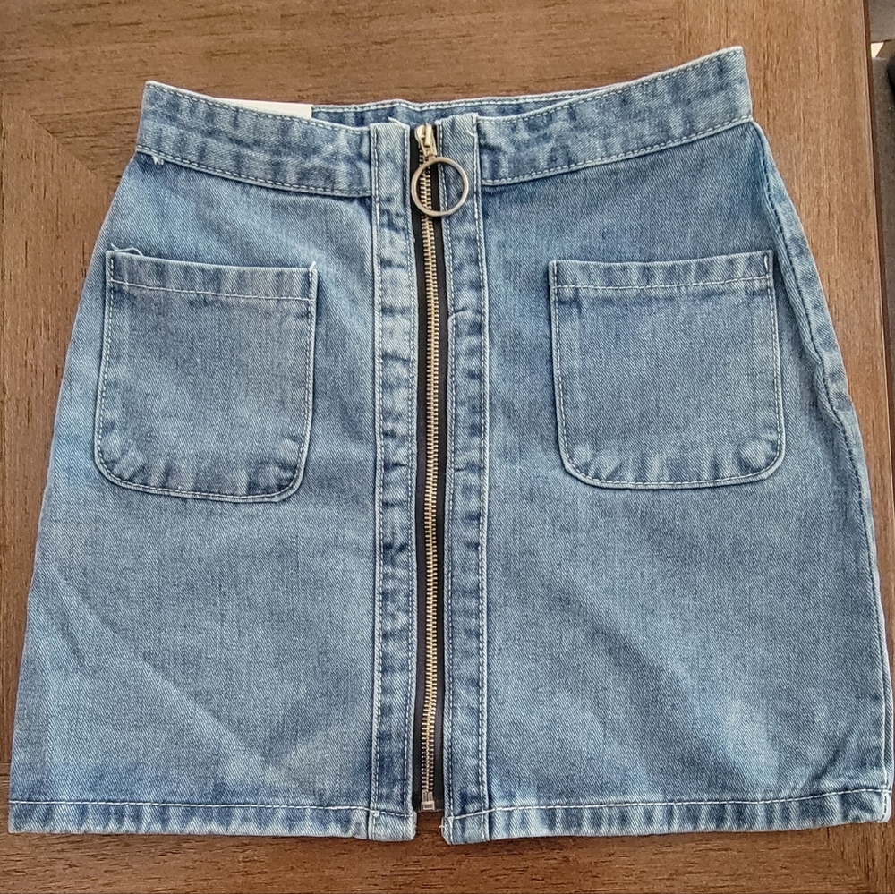 Skirt High Waist Zipper Pocket Skirts Student Short Denim Plus Size Skirt Sense